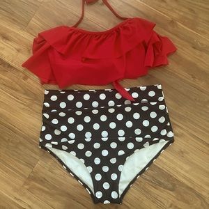 Never worn! Retro red and polka dot bikini. Size Medium.